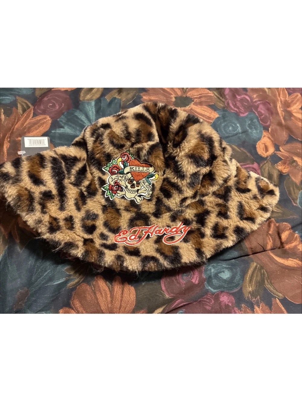 Ed hardy bucket hat leopard print one size
